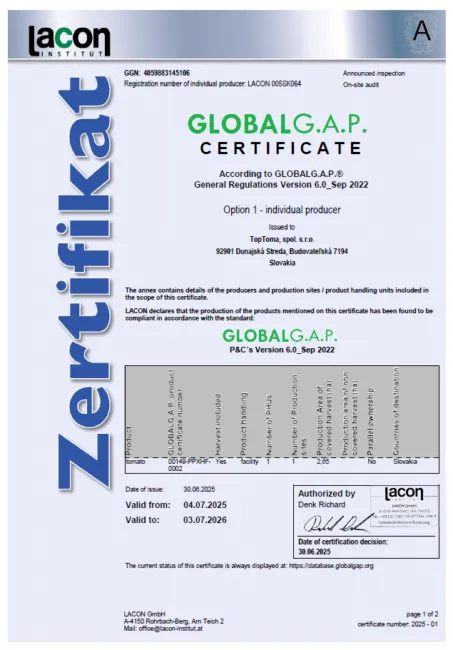 Global GAP Top Toma 2025 2